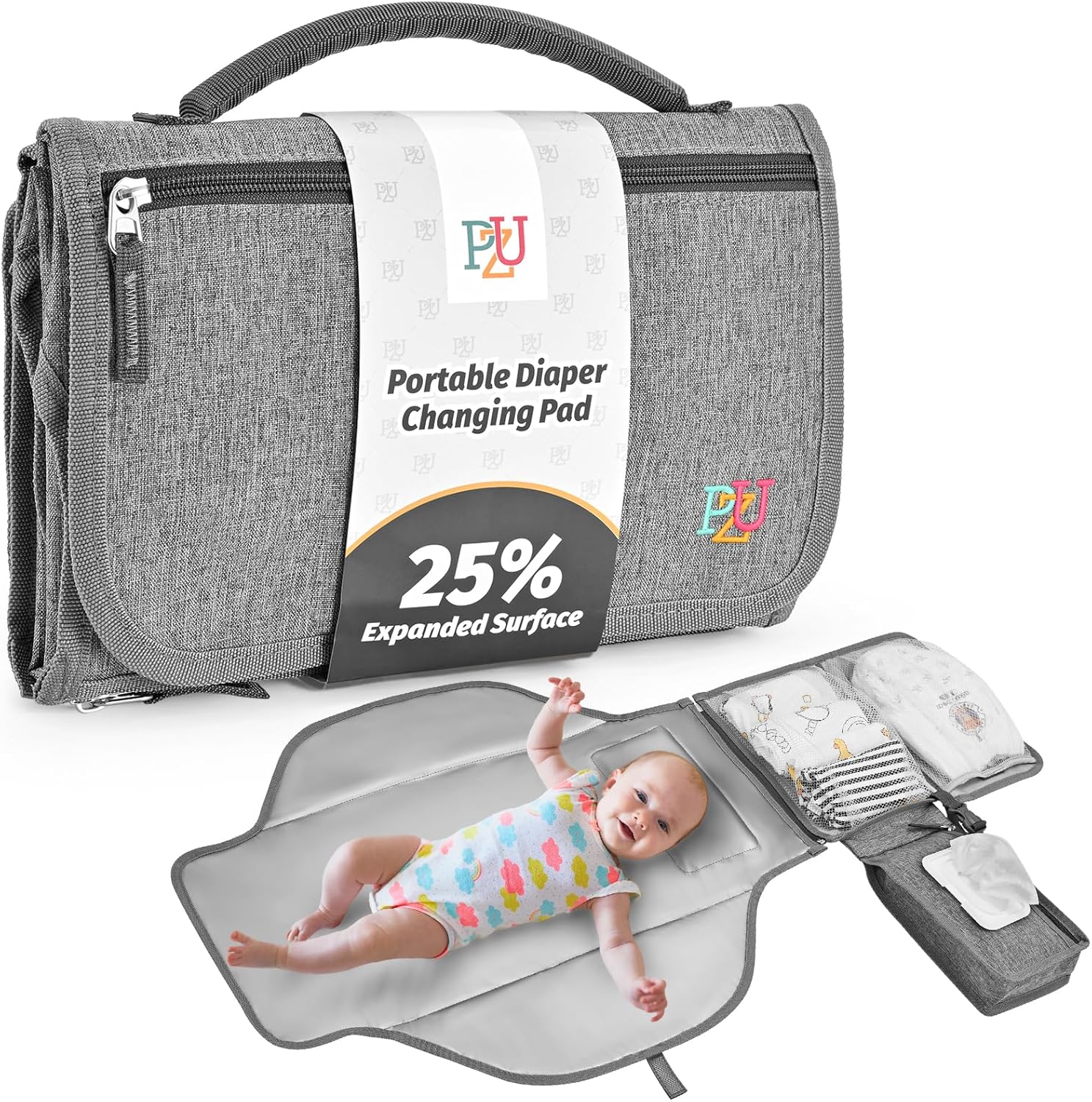 Matelas à langer portable de voyage – Imperméable, avec poche et coussin de tête, pliable