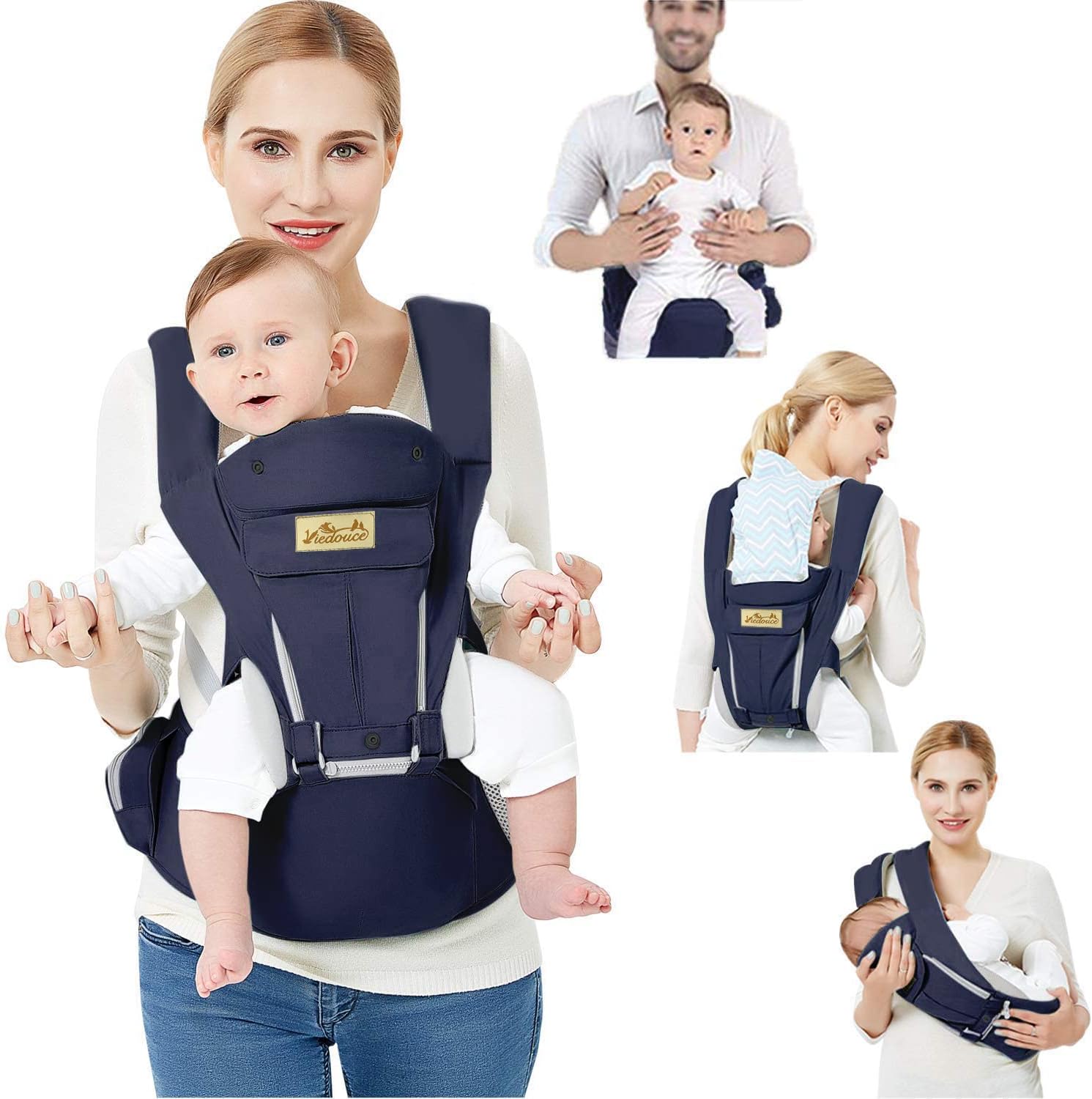 Viedouce Porte Bébé Ergonomique Respirant 6-en-1 – Siège Hanche, 0-20 kg