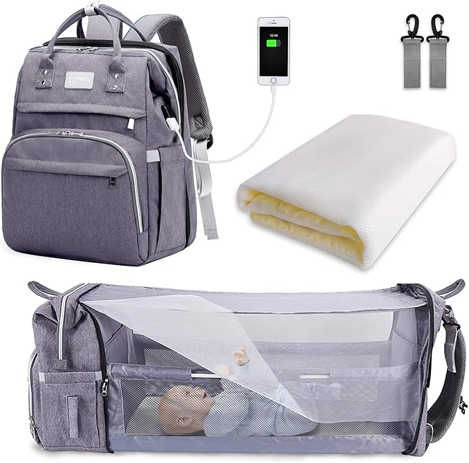 Sac à Langer Grande Capacité avec Lit Pliable – Pratique, Portable, Idéal Voyage Bébé