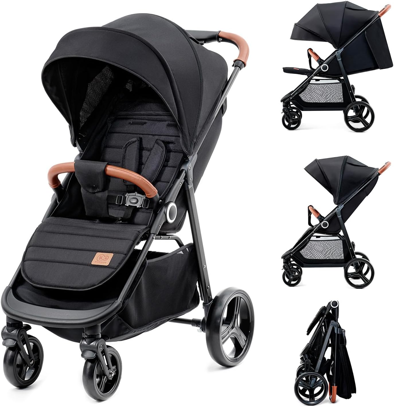 Poussette Bébé Compacte et Légère avec Position Allongée et Dossier Réglable